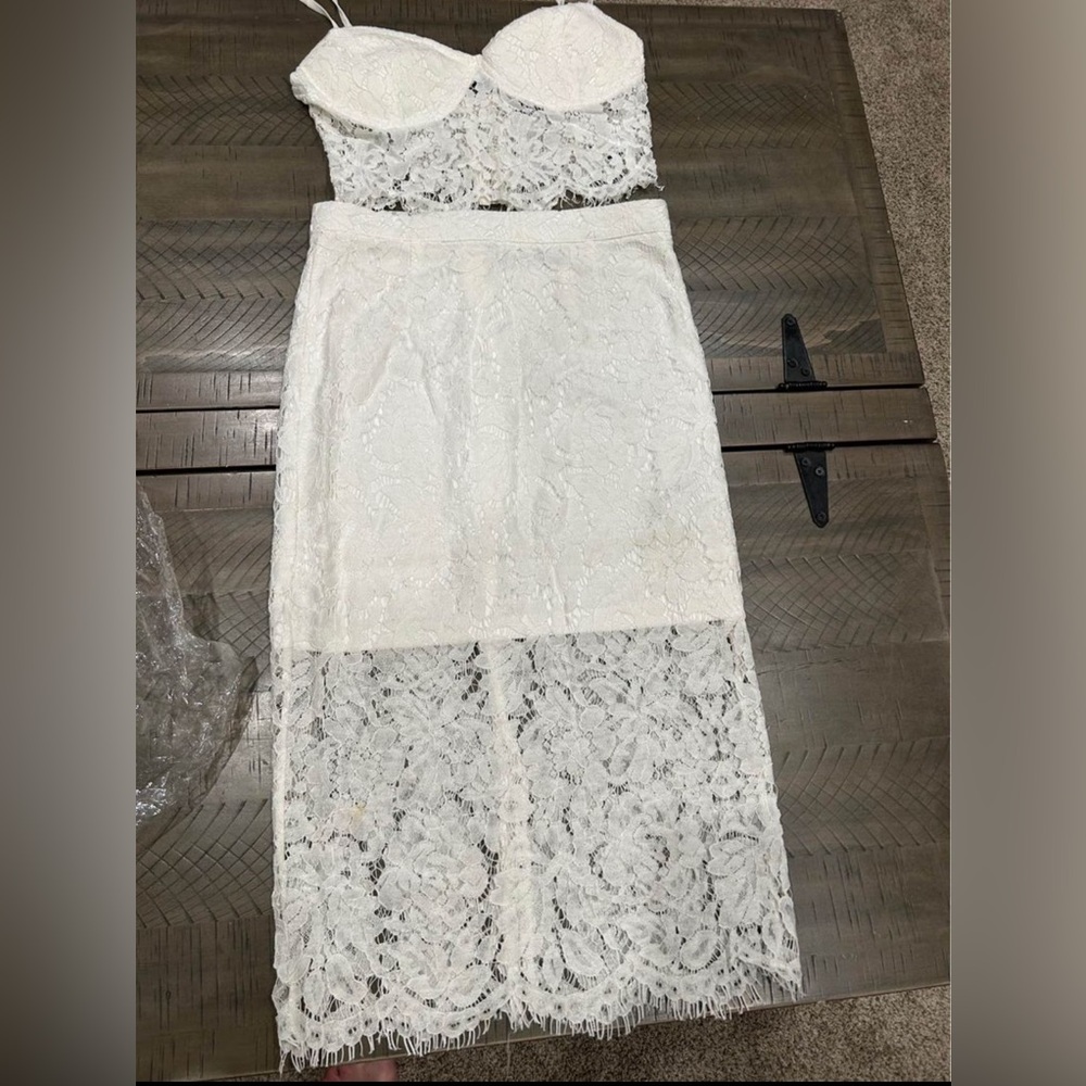 Lulu's White Lace Midi Dress